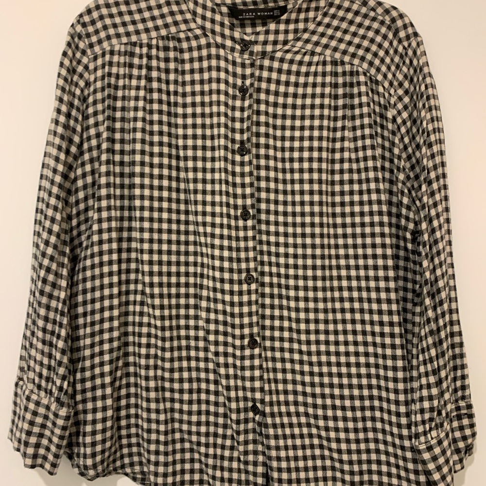 Zara Woman Black and beige Vichy Shirt